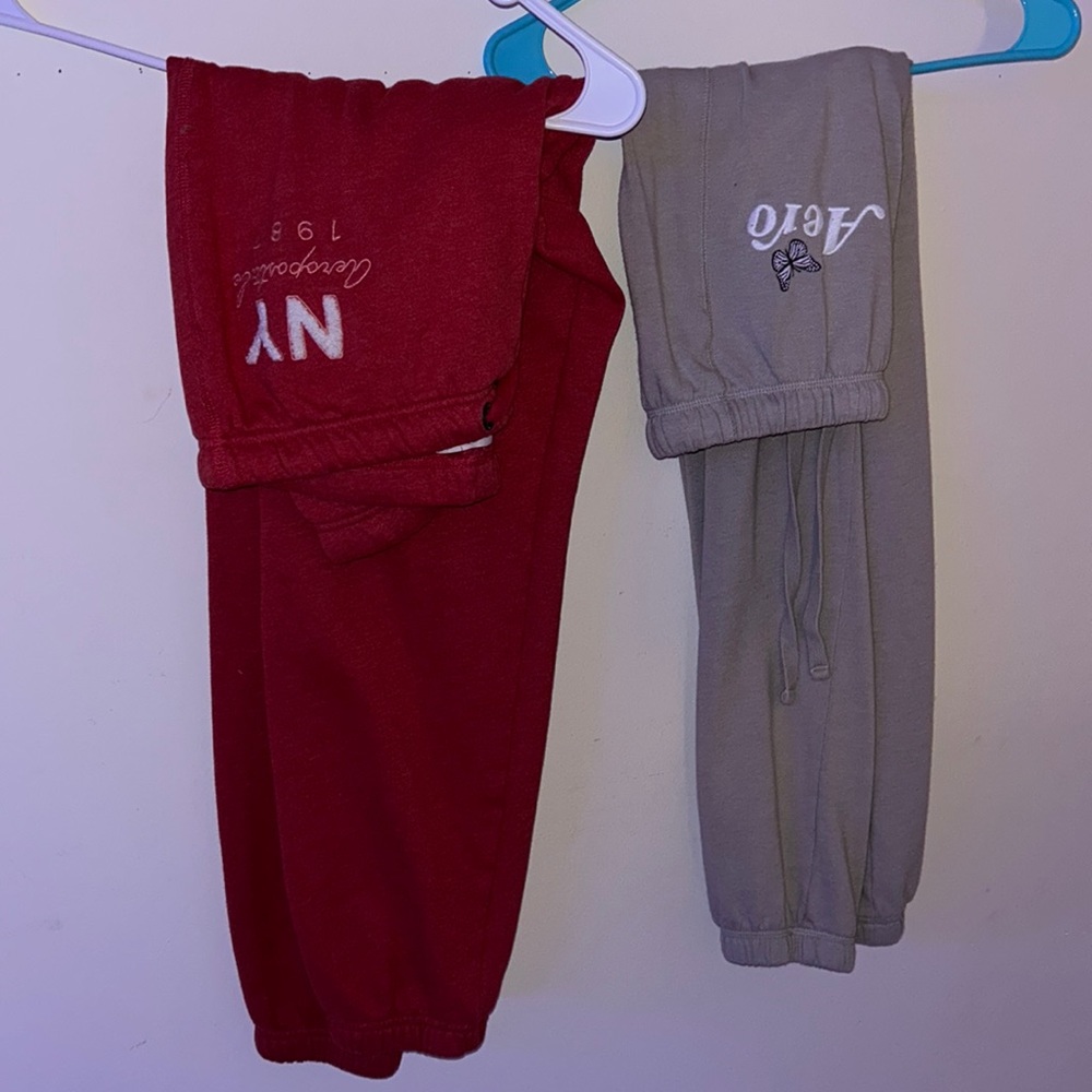 Aeropostale Sweatpants Red And Beige two pack